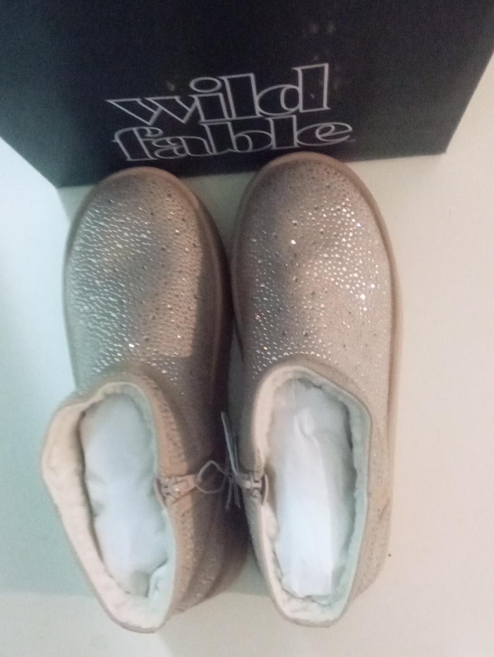 wild fable Sparkle Slip-On Booties - Champagne/Beige Sz 9 New NWT $40